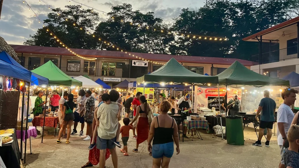 Outdoor evening market in Tamarindo Costa Rica